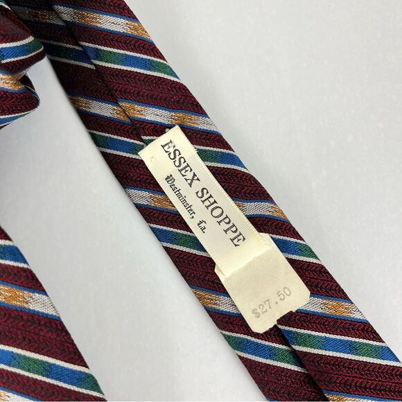 Givenchy Vintage Red & Blue Stripe Italian Silk Tie NWTs - Picture 4 of 4